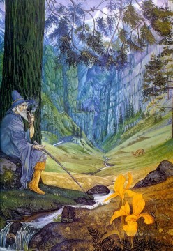 Fantasía popular Painting - guirnaldas de fantasía tierra media gandalf